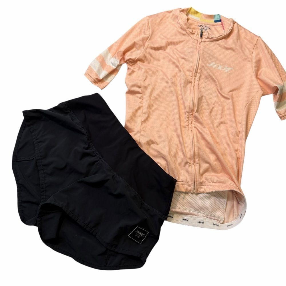 Team Zoot outfit Run short and short sleeve full zip cycling athletic top sm xs